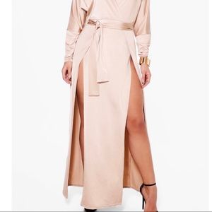 Plus Slinky Plunge Split Maxi Dress